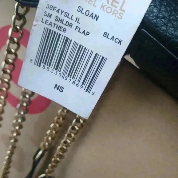 Michael Kors Sloan Bag Black Leather 🏆Gold Chain NWT - Picture 5 of 8